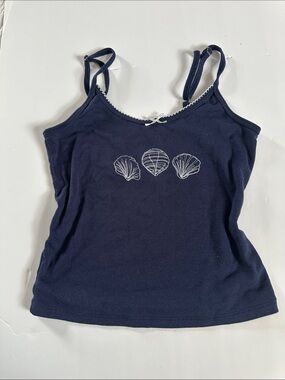 Social Scene Navy Shell-Accent Women's Camisole Tank Top